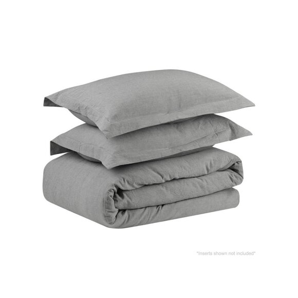 Swift Home 100% Cotton Twin/Twin XL Duvet Cover and Sham Set - Ash Gray - Picture 1 of 6